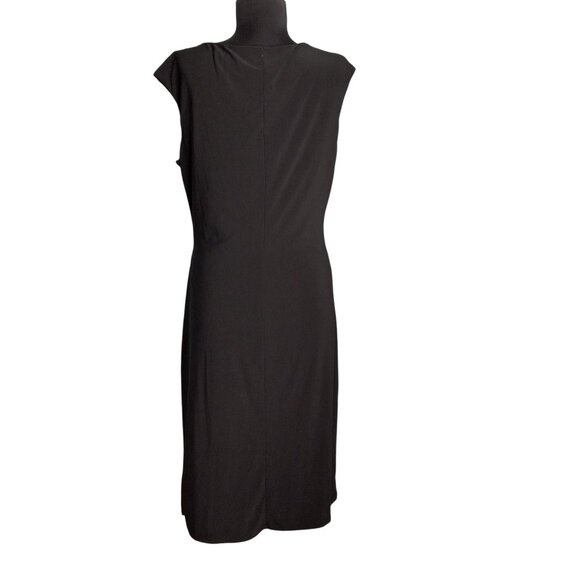 Chaps Size L Dress Sleeveless Little Black Ruched Waist Ruffle Detail - Picture 4 of 10